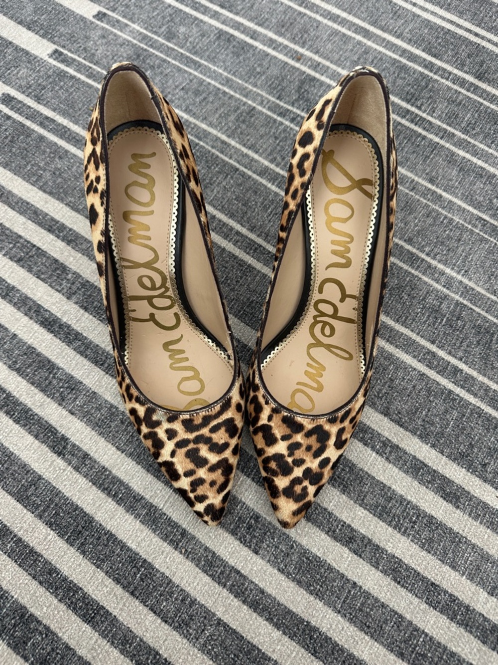 Sam Edelman Leopard-Print Pointed Toe Pumps - Tan & Black